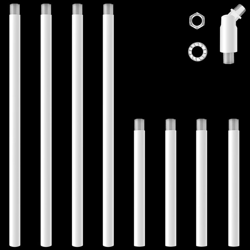 MAYOMAJO 8 Pieces M10 Threaded Extension Poles Lighting Fixture Downrods Stems & 180 Degrees Sloped Ceiling Adapter Kits for Pendant Light, Island Lighting, Chandeliers (White) - Image 1